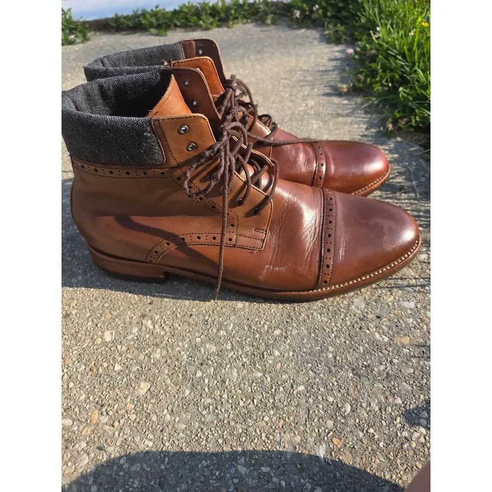 Warfield & Grand Grady Men's Size 13 Brown Leather Brogue Cap Toe Boots